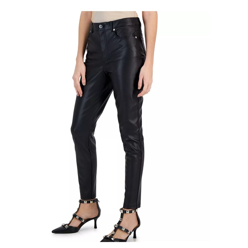 INC International l Concept Faux-Leather Skinny Pant Black Size 12 NWT